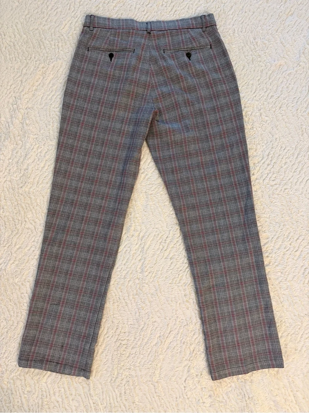 Forever 21 Men's Gray and Red Plaid Dress Pants